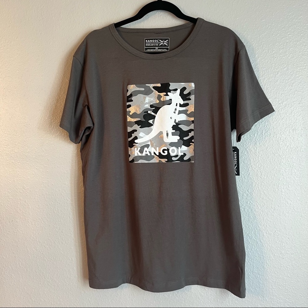 Kangol Mens Gray Camo Short Sleeve Graphic Tee Large
